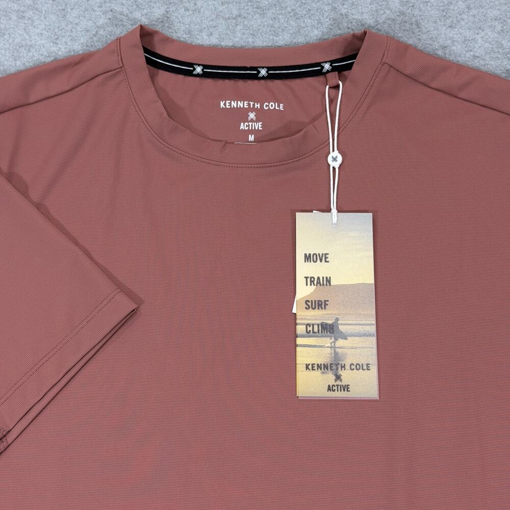 Kenneth Cole Active Mens Tech SS Tee Medium M New Rose Mesh Stretch Wicking NWT